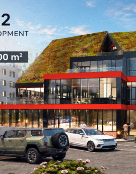 Desarrollo comercial Silfursmári 12 al anochecer