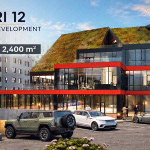 Desarrollo comercial Silfursmári 12 al anochecer