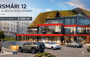 Desarrollo comercial Silfursmári 12 al anochecer